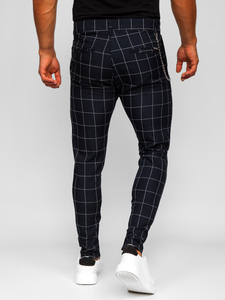 Tinta színű anyagból készült férfi kockás chino nadrág Bolf 0061