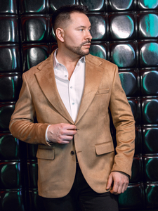 Bársony férfi zakó camel színű Bolf24410