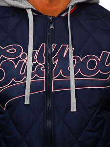 Átmeneti steppelt férfi bomberdzseki gránátkék színben Bolf HSS058