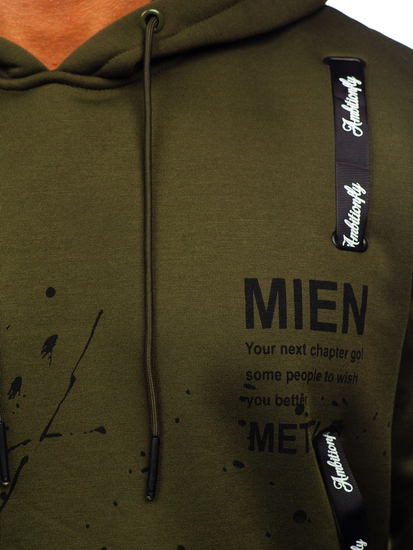 Zöld színű kapucnis férfi melegítőfelső mintával Bolf LJ0586A