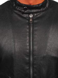 Férfi bélelt biker bőrdzseki fekete Bolf 92531