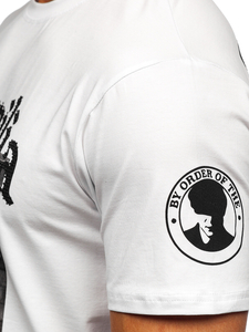 Férfi póló applikációval fehér színben Bolf 21004