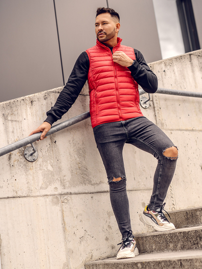 Steppelt férfi mellény kapucni nélkül piros Bolf LY32