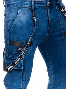 Sötétkék férfi oldalzsebes farmer Bolf TF118