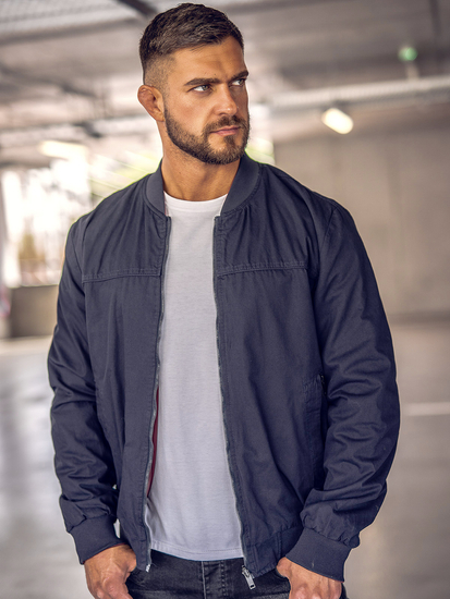 Sötétkék férfi átmeneti bomberdzseki, kétoldalas Bolf 84M3005A