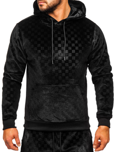 Fekete férfi bársony melegítő kapucnival Bolf 3A82-A