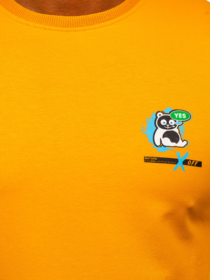 Mintás narancssárga színű férfi melegítőfelső kapucni nélkül Bolf 8744