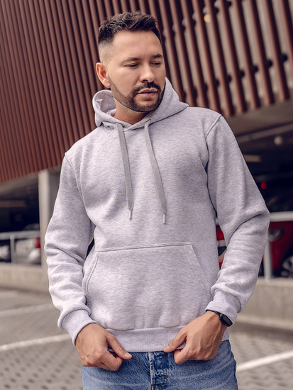 Kenguru típusú férfi pulcsi kapucnival világosszürke színben Bolf 1004