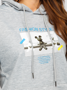 Szürke női mintás kapucnis pulcsi Bolf HL9268