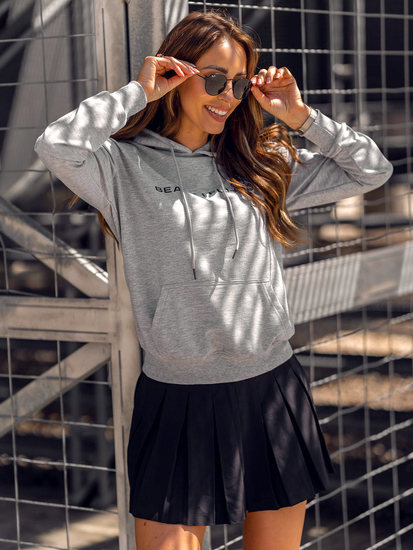 Szürke női mintás kapucnis pulcsi Bolf HL9261