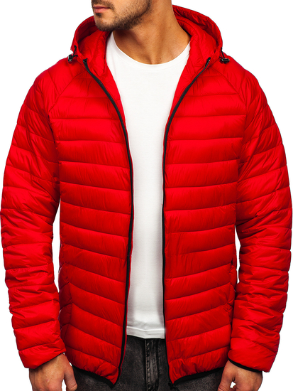 Átmeneti steppelt férfi dzseki piros színben Bolf 13021