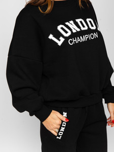 Fekete színű bélelt kétrészes női melegítő együttes Bolf VP09