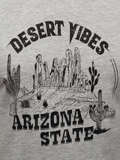 Szürke pamut férfi póló mintával Bolf MPO3483