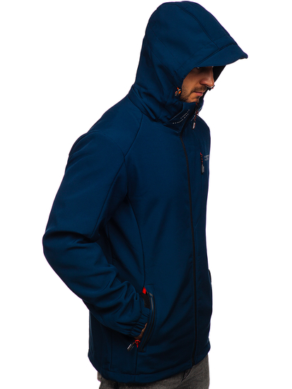 Sötétkék férfi softshell dzseki Bolf BK122