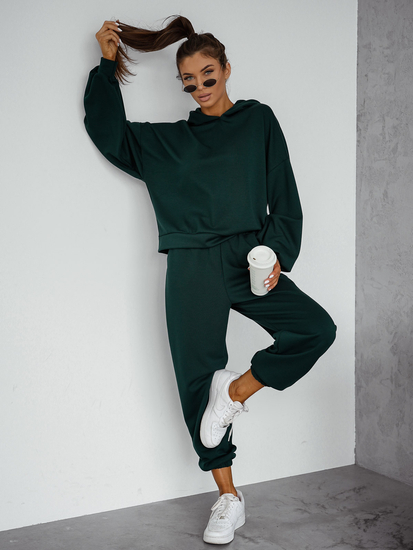 Női két darabos szett kapucnival palackzöld Bolf 525