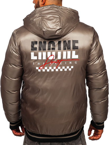 Kétoldalas steppelt téli férfi dzseki fekete-arany színben Bolf 7417