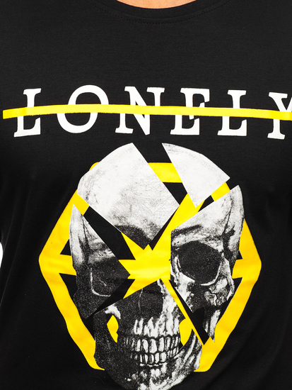 Mintás férfi póló fekete színben Bolf Y70011