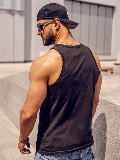 Mintás fekete színű boksz tank-top Bolf 14831A