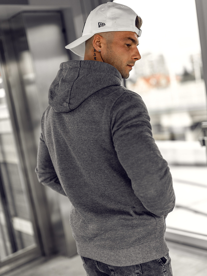 Antracitszürke színű férfi pulcsi kapucnival Bolf 2008A