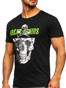 Mintás férfi póló fekete színben Bolf Y70005