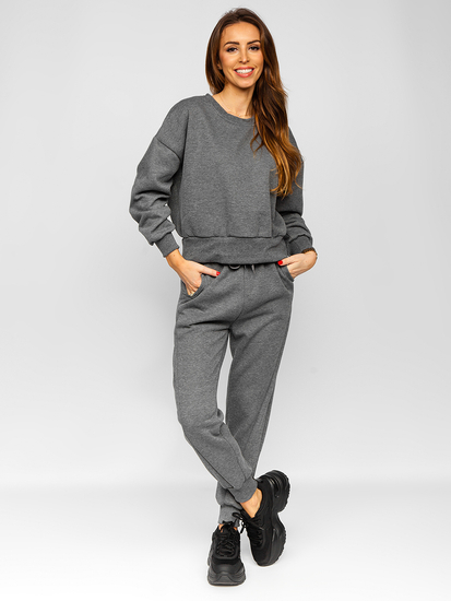 Grafit színű női kétrészes oversize melegítő szett Bolf 8C71