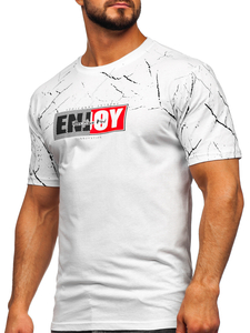 Fehér színű férfi pamut póló mintával Bolf 147737