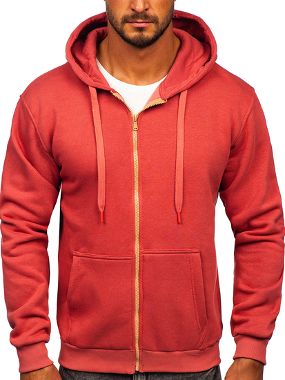 Vastag nyitható férfi melegítőfelső kapucnival lazac színben Bolf 2008