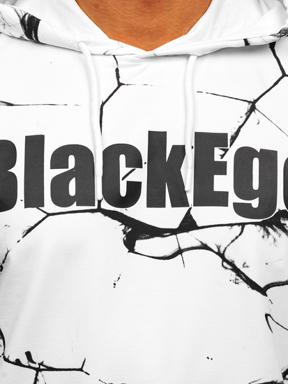 Fehér mintás férfi pulcsi kapucnival Bolf 6453