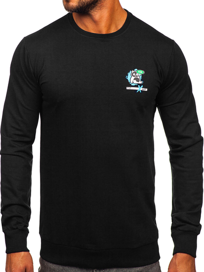 Mintás fekete színű férfi melegítőfelső kapucni nélkül Bolf 8744