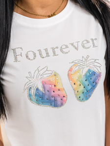 Fehér női póló applikációval Bolf 95T2518