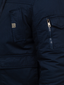 Vastag téli férfi pamut dzseki gránátkék színben Bolf 1890