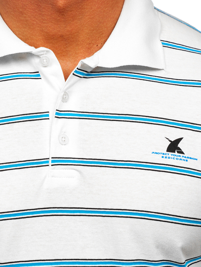 Férfi galléros póló fehér színben Bolf 14954