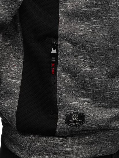 Antracit bélelt férfi kapucnis pulóver Bolf TC1305