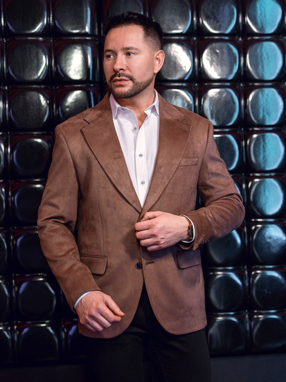 Férfi barna bársony zakó Bolf 24410