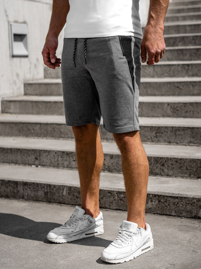 Férfi melegítő rövidnadrág szürke-fekete színben Bolf Q3876