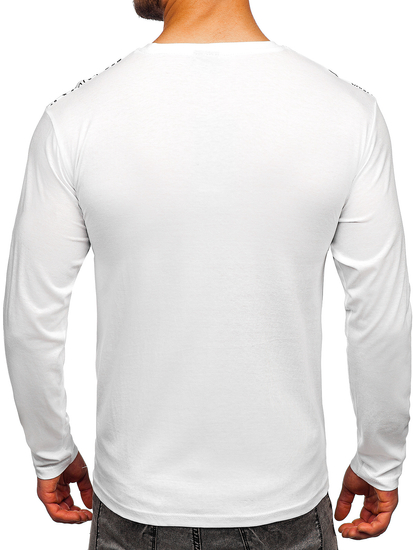 Férfi hosszú ujjú felső mintával fehér színben Bolf 1213