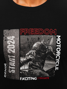 Fekete pamut férfi póló mintával Bolf MPO3475