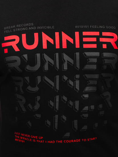 Fekete színű férfi póló nyomattal Bolf 14336