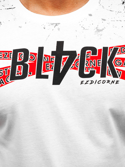 Fehér színű férfi pamut póló Bolf 14722