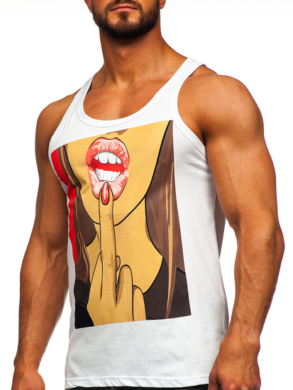 Mintás fehér színű boksz tank-top Bolf 143026