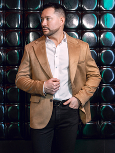 Bársony férfi zakó camel színű Bolf24410