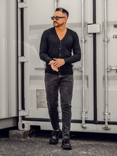 Fekete cipzáras férfi kardigán Bolf YY06A