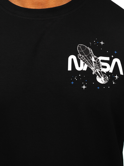 Fekete mintás kapucni nélküli férfi pulcsi Bolf 6476