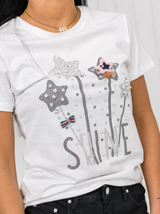 Fehér női póló applikációval Bolf 96T620