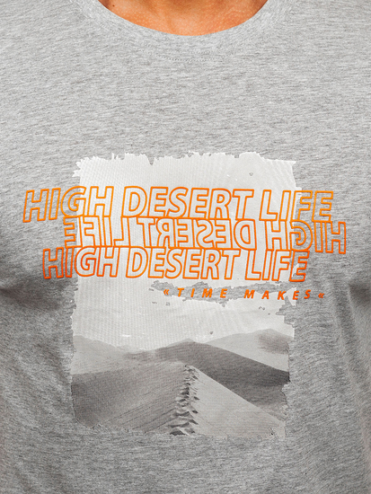 Szürke pamut férfi póló mintával Bolf MPO3465