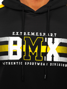 Fekete mintás férfi pulcsi kapucnival Bolf HY973