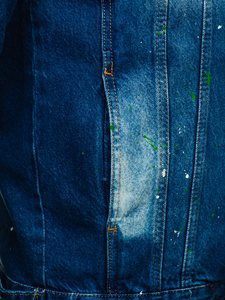 Férfi farmerdzseki kapucnival gránátkék színben Bolf 1-2