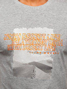 Szürke pamut férfi póló mintával Bolf MPO3465