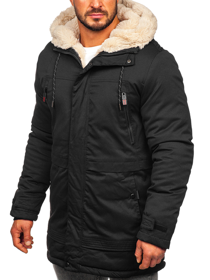 Téli férfi parka fekete színben Bolf 22M51
