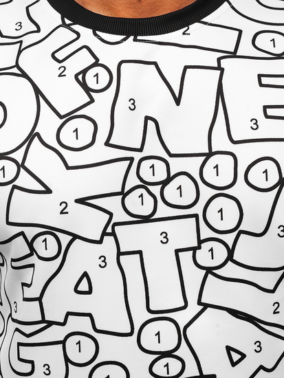 Mintás férfi melegítőfelső kapucni nélkül fekete-fehér színben Bolf 8B1136